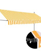 vidaXL Ръчно прибиращ се сенник с LED 350 см бяло и оранжево