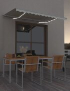 vidaXL Ръчно прибиращ се сенник с LED 350x250 см кремав