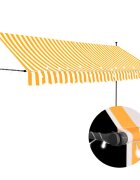 vidaXL Ръчно прибиращ се сенник с LED 400 см бяло и оранжево