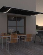 vidaXL Ръчно прибиращ се сенник с LED 500x350 см антрацит