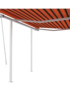 vidaXL Ръчно прибиращ се сенник с прътове 35x25 м оранжево и кафяво