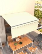 vidaXL Ръчно прибиращ се сенник с щора 35x25 м кремав