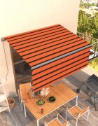 vidaXL Ръчно прибиращ се сенник с щора 35x25 м оранжево-кафяв