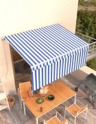 vidaXL Ръчно прибиращ се сенник с щора 35x25 м синьо и бяло