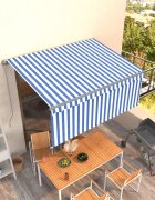 vidaXL Ръчно прибиращ се сенник с щора 35x25 м синьо и бяло