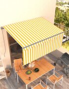 vidaXL Ръчно прибиращ се сенник с щора 35x25 м жълто и бяло