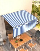 vidaXL Ръчно прибиращ се сенник с щора 3x25 м синьо и бяло