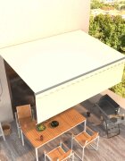 vidaXL Ръчно прибиращ се сенник с щора 4x3 м кремав
