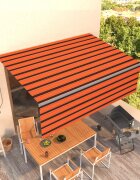 vidaXL Ръчно прибиращ се сенник с щора 4x3 м оранжево-кафяв