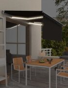 vidaXL Ръчно прибиращ се сенник с щора и LED 35x25 м антрацит