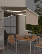 vidaXL Ръчно прибиращ се сенник с щора и LED 35x25 м кремав
