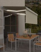 vidaXL Ръчно прибиращ се сенник с щора и LED 35x25 м кремав