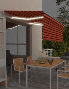 vidaXL Ръчно прибиращ се сенник с щора и LED 35x25 м оранжево-кафяв