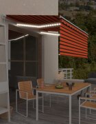vidaXL Ръчно прибиращ се сенник с щора и LED 35x25 м оранжево-кафяв