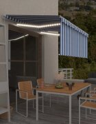vidaXL Ръчно прибиращ се сенник с щора и LED 35x25 м синьо и бяло