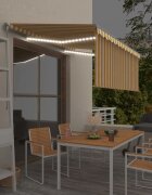 vidaXL Ръчно прибиращ се сенник с щора и LED 35x25 м жълто и бяло