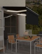 vidaXL Ръчно прибиращ се сенник с щора и LED 3x25 м антрацит