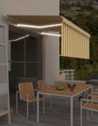 vidaXL Ръчно прибиращ се сенник с щора и LED 3x25 м жълто и бяло