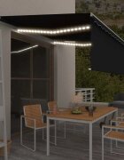 vidaXL Ръчно прибиращ се сенник с щора и LED 45x3 м антрацит