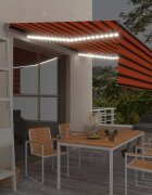 vidaXL Ръчно прибиращ се сенник с щора и LED 45x3 м оранжево-кафяв