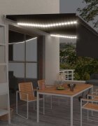 vidaXL Ръчно прибиращ се сенник с щора и LED 4x3 м антрацит