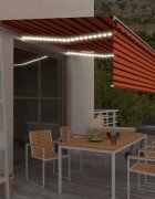 vidaXL Ръчно прибиращ се сенник с щора и LED 4x3 м оранжево-кафяв