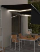 vidaXL Ръчно прибиращ се сенник с щори и LED 5x3 м антрацит