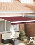 vidaXL Ръчно прибираща се тента бордо 300x250 см
