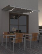 vidaXL Ръчно прибираща се тента с LED 300x250 см кремава