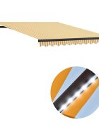 vidaXL Ръчно прибираща се тента с LED 300x250 см жълто и бяло