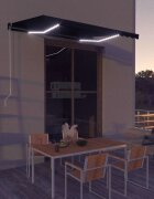vidaXL Ръчно прибираща се тента с LED 350x250 см антрацит
