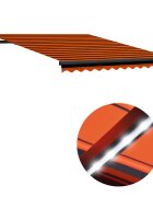 vidaXL Ръчно прибираща се тента с LED 350x250 см оранжево и кафяво