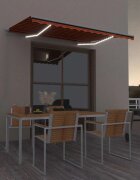 vidaXL Ръчно прибираща се тента с LED 350x250 см оранжево и кафяво