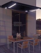 vidaXL Ръчно прибираща се тента с LED 450x300 см антрацит