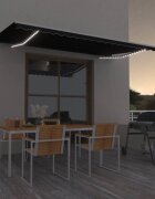 vidaXL Ръчно прибираща се тента с LED 500x300 см антрацит