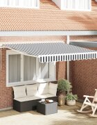 vidaXL Ръчно прибираща се тента с LED антрацит и бял 300x250 см