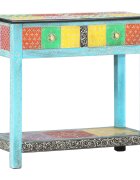 vidaXL Ръчно рисувана конзолна маса 80x35x75 cм мангово дърво масив
