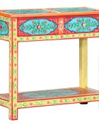 vidaXL Ръчно рисувана конзолна маса 80x35x75 cм мангово дърво масив