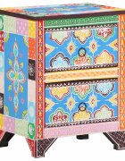 vidaXL Ръчно рисувано нощно шкафче 40х30х50 см манго масив