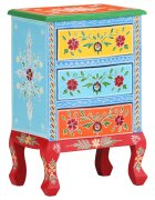 vidaXL Ръчно рисувано нощно шкафче 40x30x60 см манго масив