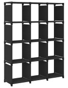 vidaXL Рафт с 12 кубични отделения черен 103x30x141 см плат