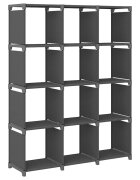 vidaXL Рафт с 12 кубични отделения сив 103x30x141 см плат