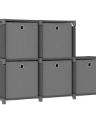 vidaXL Рафт с 5 кубични отделения с кутии сив 103x30x725 см плат