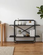 vidaXL Рафт за книги 2 нива 100 x 35 x 70 см PB Черен дъб