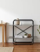 vidaXL Рафт за книги 2 нива 100 x 35 x 70 см PB Сив Сонома