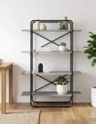 vidaXL Рафт за книги 4 нива 100 x 35 x 140 см PB Сив Сонома