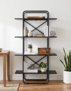 vidaXL Рафт за книги 4 нива 60 x 35 x 140 см PB Черен дъб
