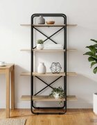 vidaXL Рафт за книги 4 нива 60 x 35 x 140 см PB Дъб сонома