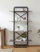 vidaXL Рафт за книги 4 нива 60 x 35 x 140 см PB Сив Сонома