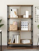 vidaXL Рафт за книги 4 нива 785 x 33 x 1175 см метал PB Дъб артизан